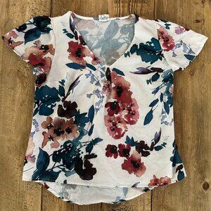 A New Day Floral Blouse Top Women's S